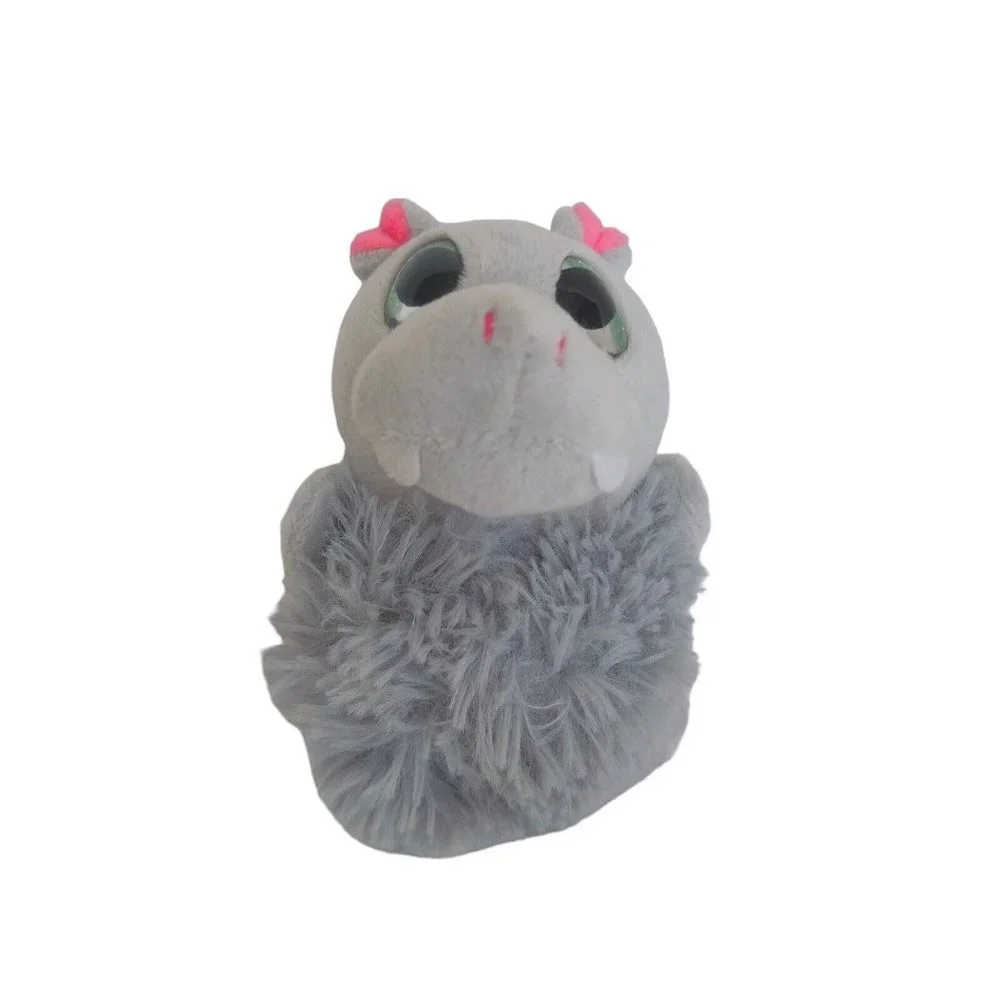 Fiesta Pom Pals 4.5” Plush Gray Beanie Ricky Hippo Big Green Eyes‎ Stuffed Toy
